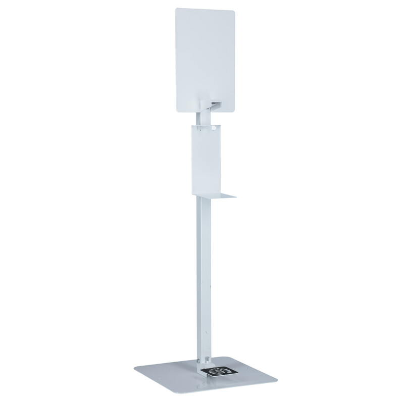 Fehér kézfertőtlenítő állvány, 130 cm, fertőtlenítő nélkül