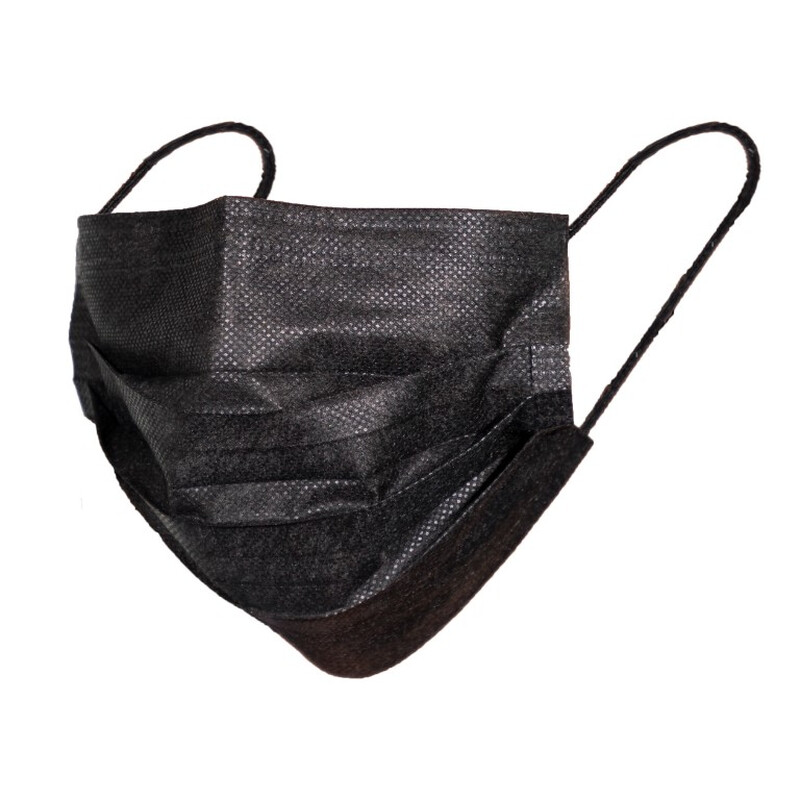 Gumis orvosi szájmaszk, fekete - 10db