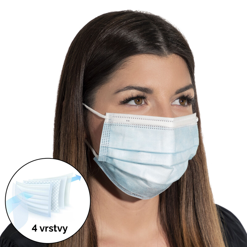 Gumis orvosi szájmaszk  - négyrétegű, 10 darab