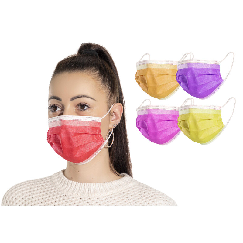 Színes, gumis sebészeti arcmaszk 10db