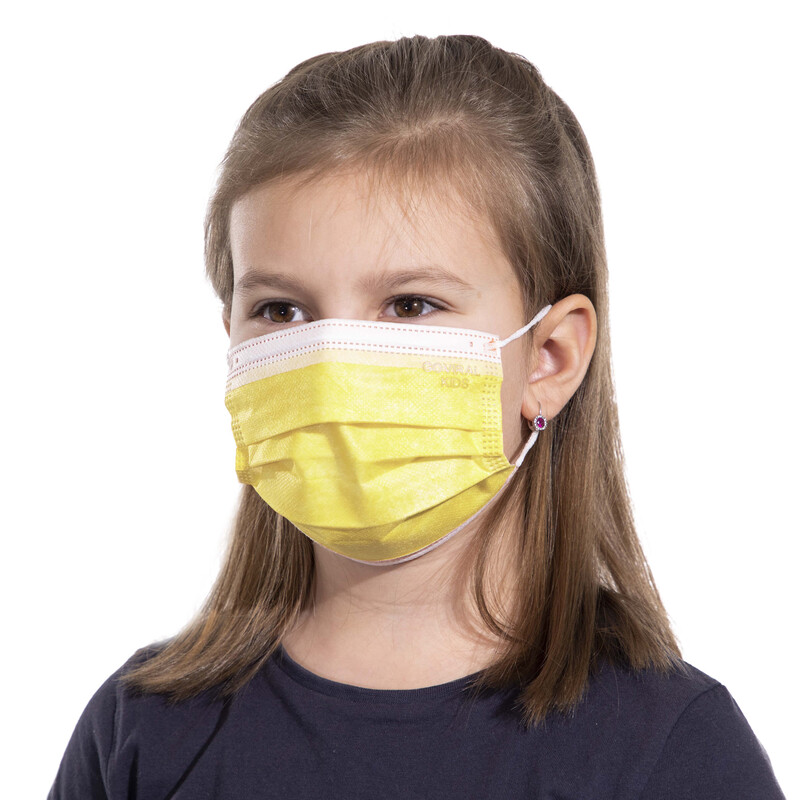 Gumis arcmaszk gyerekeknek 50db - sárga