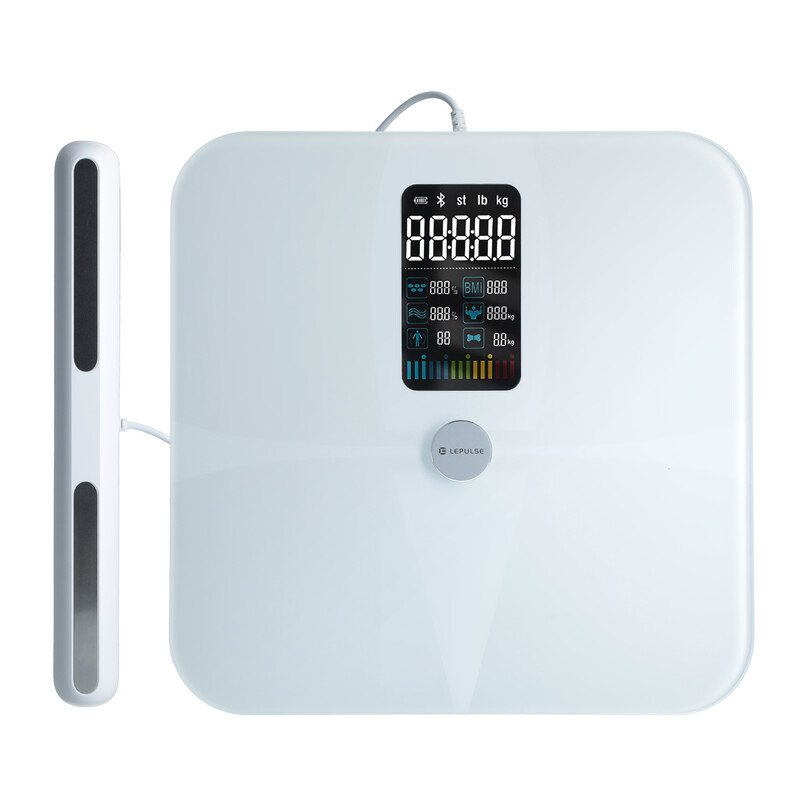 Professzionális SMART mérleg testelemző funkcióval + mobil alkalmazás, Bluetooth és LED kijelző