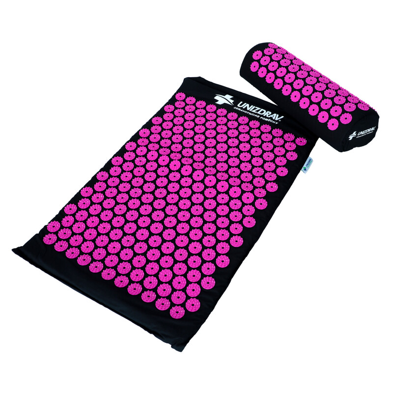 UNIZDRAV Akupresszúrás alátét párnával, fekete-rózsaszín