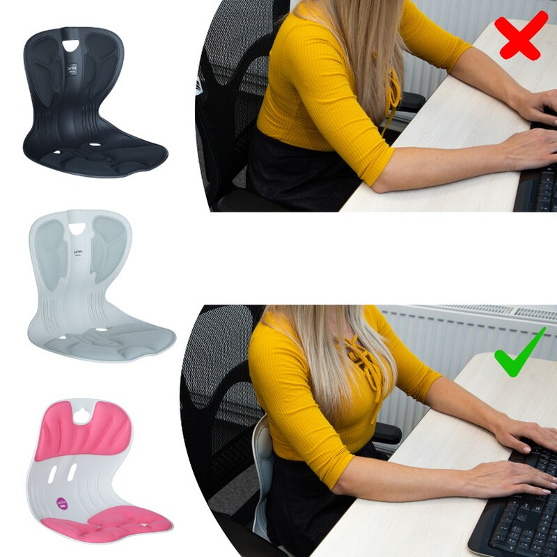 Curble Chair Comfy ergonomikus ülőke háttámlával a helyes testtartás érdekében, szürke