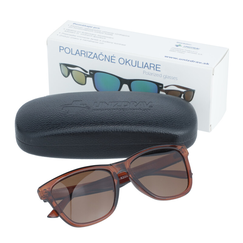 UNIZDRAV polarizált szemüveg - barna + tok, szövet tok és tesztkészlet