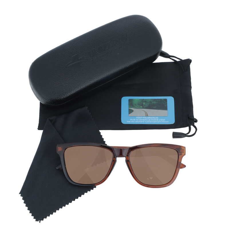 UNIZDRAV polarizált szemüveg - barna + tok, szövet tok és tesztkészlet