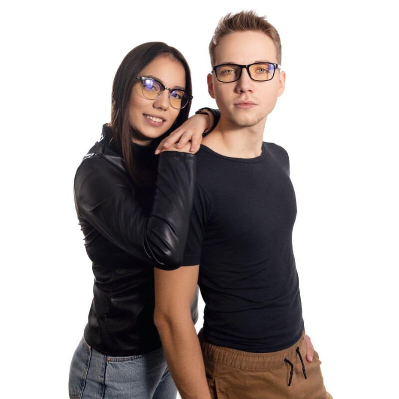 UNIZDRAV Kékfény szűrő szemüveg + szemüveg tartó tok, retró - unisex