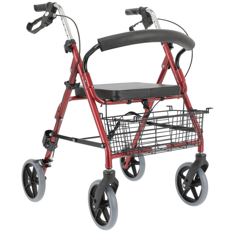 Könnyű szerkezetű rollátor, bordó