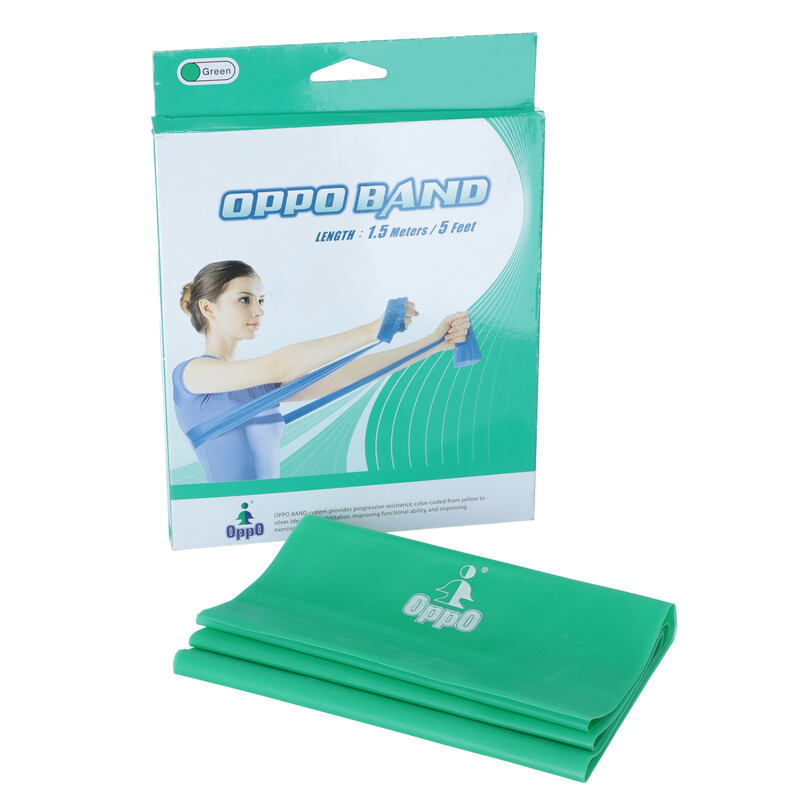 Gimnasztikai erősítő gumiszalag OPPO BAND 1,5 m, zöld
