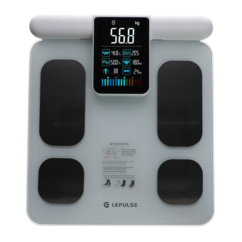 Professzionális SMART mérleg testelemző funkcióval és LED kijelzővel a fogantyún + mobil alkalmazás és Bluetooth