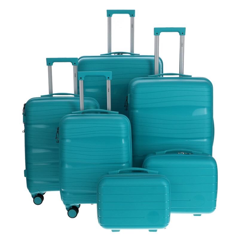 Utazóbőrönd, türkiz színben