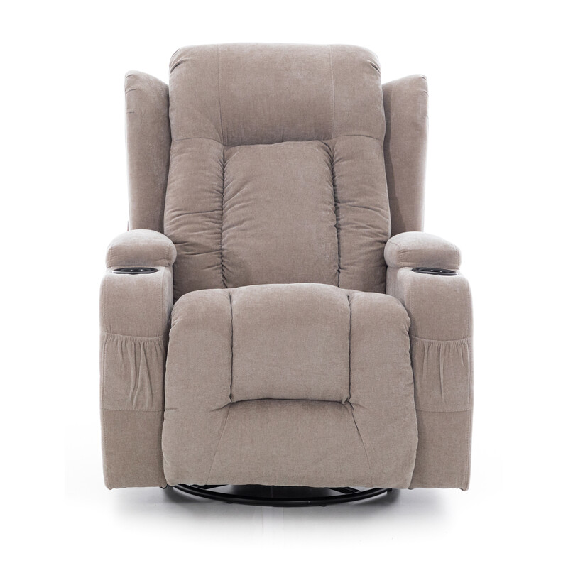 Relaxációs állítható fotel, sötétbézs szövet