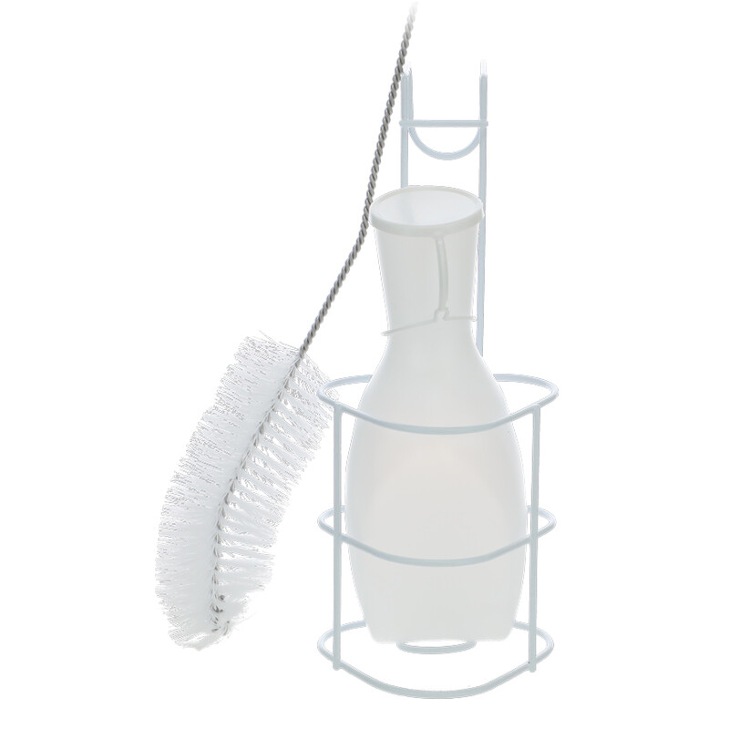 Vizelet palack tartóval és kefével