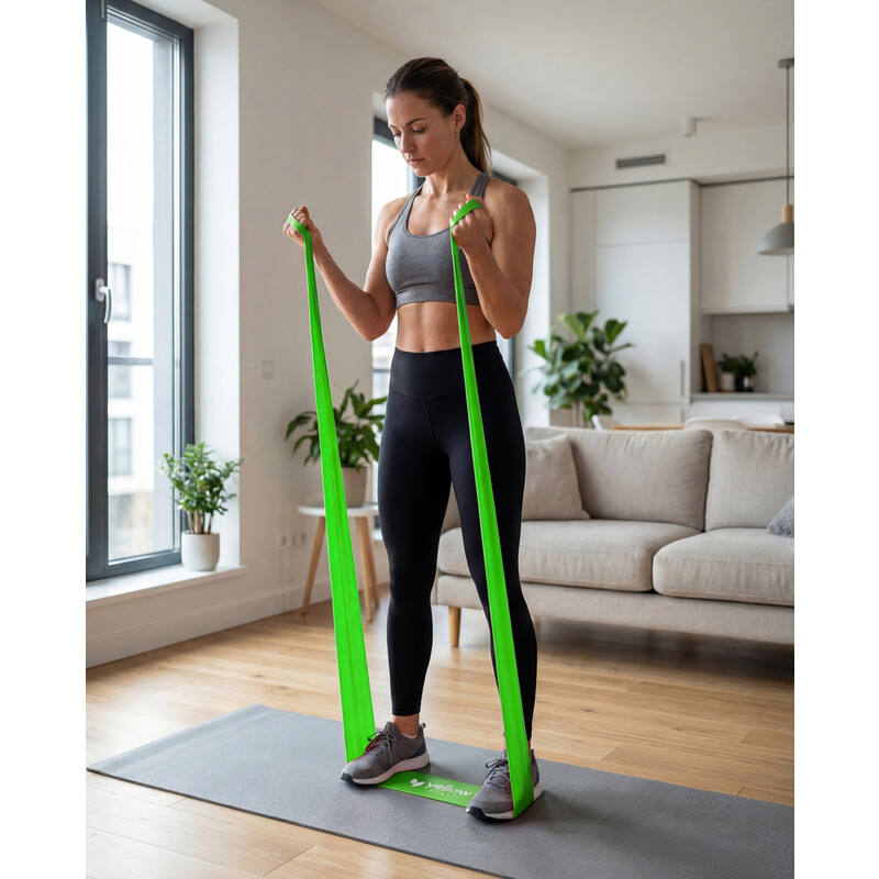Fitnesz gumiszalag edzéshez, ellenállás 5 – 8 kg, zöld