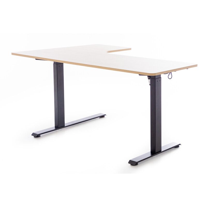 Állítható magasságú sarok íróasztal UNIZDRAV 160×110 cm, barna tölgyfa – jobb oldali kivitel