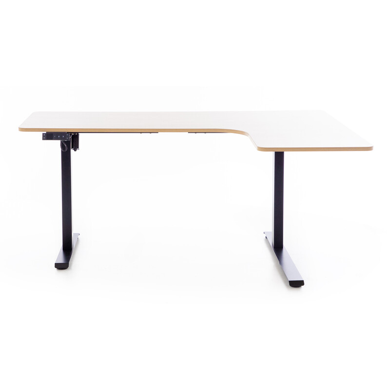 Állítható magasságú sarok íróasztal UNIZDRAV 160×110 cm, barna tölgyfa – jobb oldali kivitel