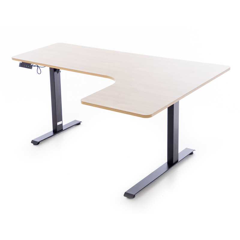 Állítható magasságú sarok íróasztal UNIZDRAV 160×110 cm, barna tölgyfa – jobb oldali kivitel