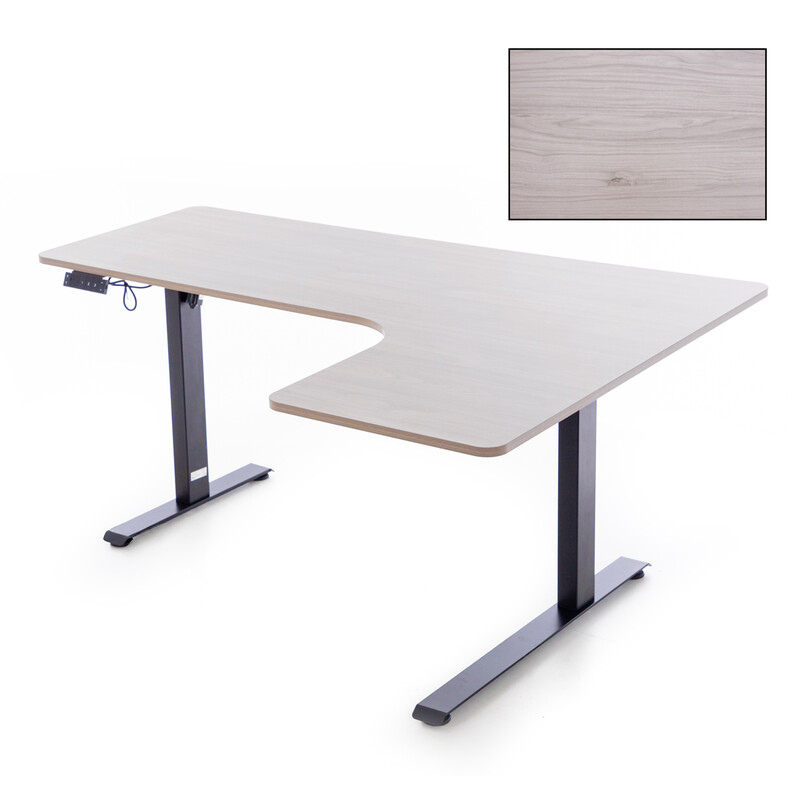 Állítható magasságú sarok íróasztal UNIZDRAV 160×110 cm, szürke – jobb oldali kivitel