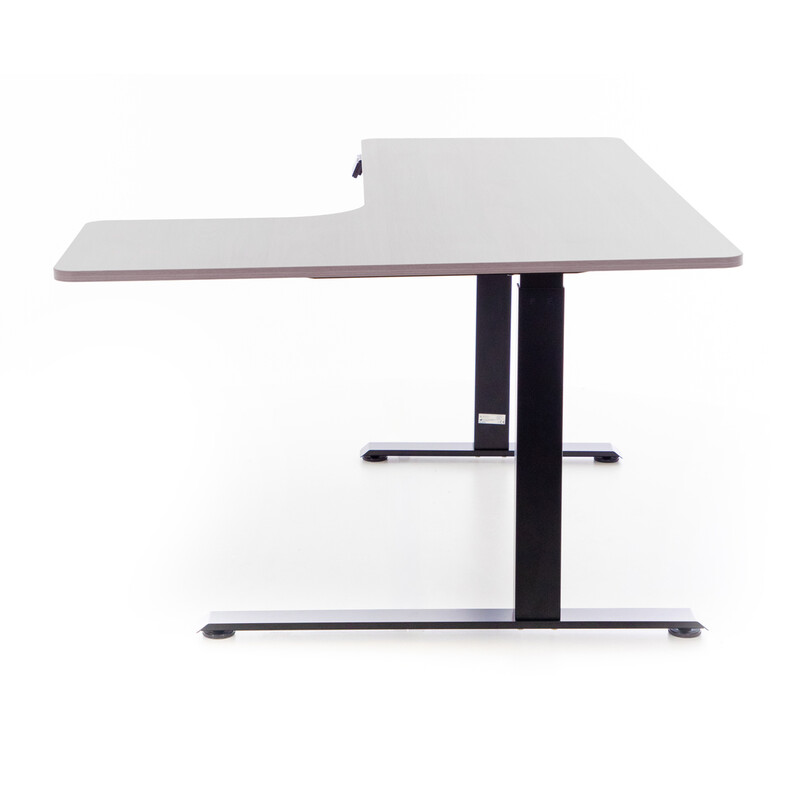 Állítható magasságú sarok íróasztal UNIZDRAV 160×110 cm, szürke – jobb oldali kivitel