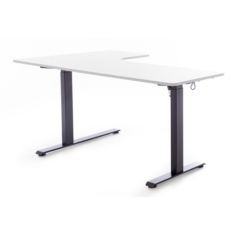 Állítható magasságú sarok íróasztal UNIZDRAV 160×110 cm, fehér – jobb oldali kivitel