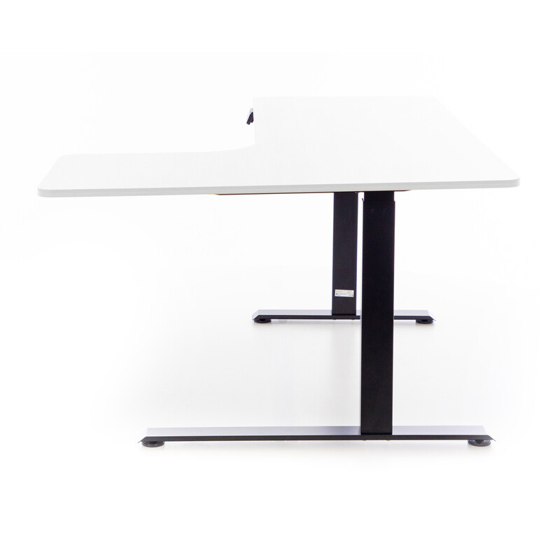 Állítható magasságú sarok íróasztal UNIZDRAV 160×110 cm, fehér – jobb oldali kivitel