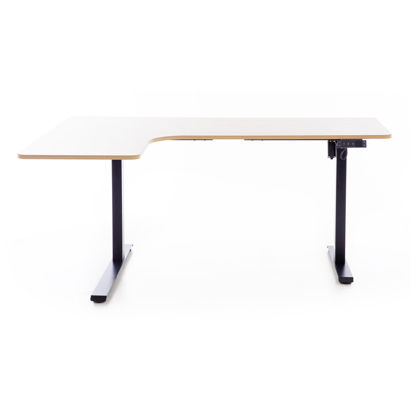 Állítható magasságú sarok íróasztal UNIZDRAV 160×110 cm, barna tölgyfa – bal oldali kivitel