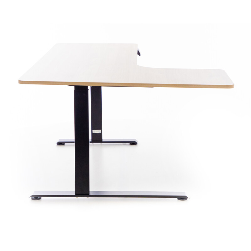 Állítható magasságú sarok íróasztal UNIZDRAV 160×110 cm, barna tölgyfa – bal oldali kivitel