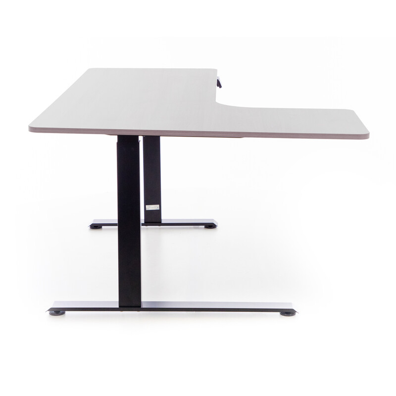 Állítható magasságú sarok íróasztal UNIZDRAV 160×110 cm, szürke – bal oldali kivitel