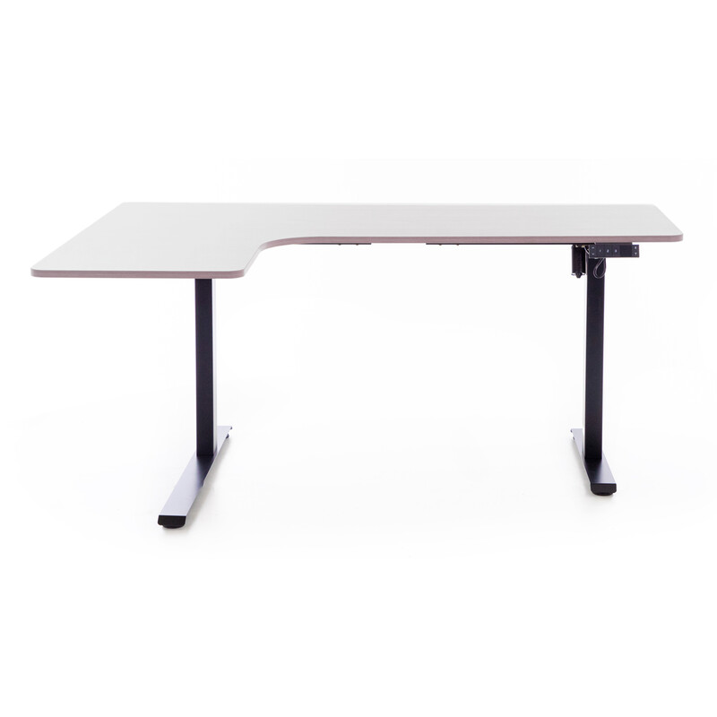 Állítható magasságú sarok íróasztal UNIZDRAV 160×110 cm, szürke – bal oldali kivitel