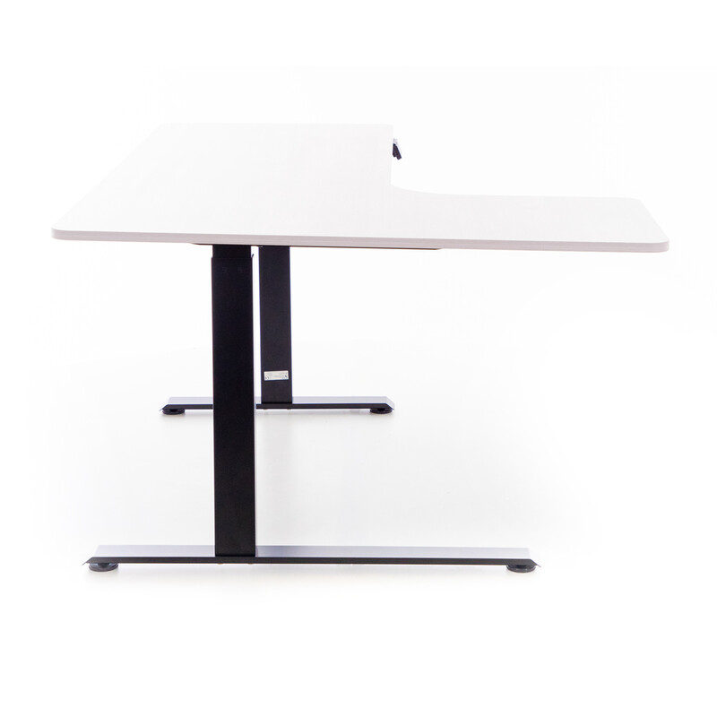 Állítható magasságú sarok íróasztal UNIZDRAV 160×110 cm, fehér – bal oldali kivitel