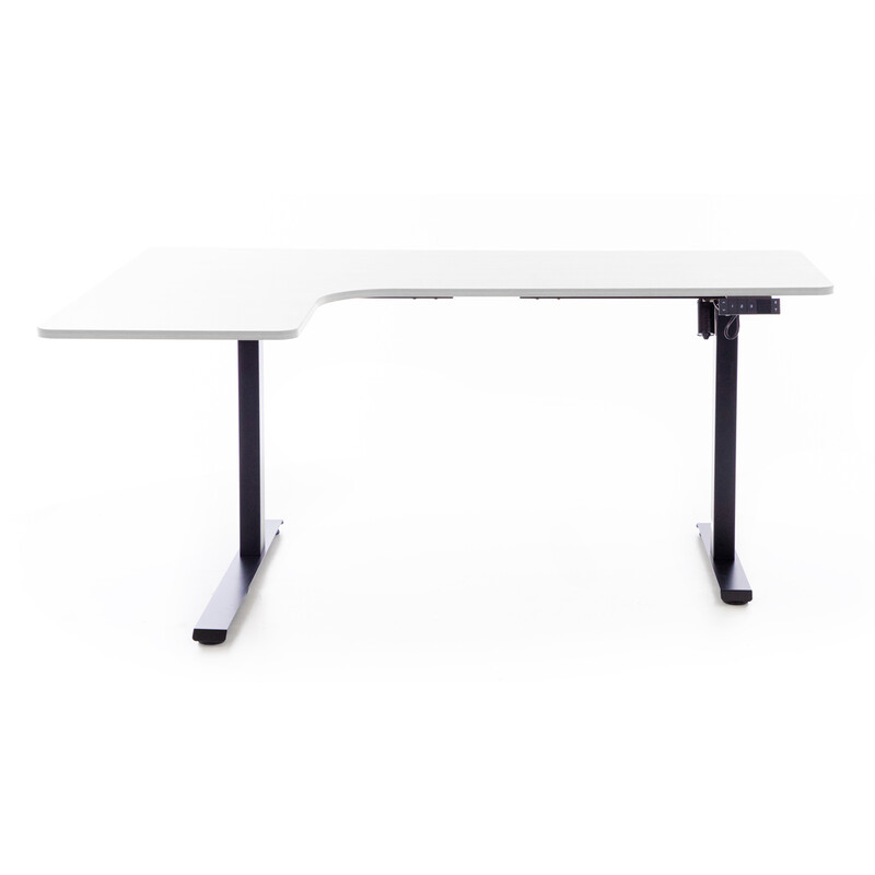 Állítható magasságú sarok íróasztal UNIZDRAV 160×110 cm, fehér – bal oldali kivitel