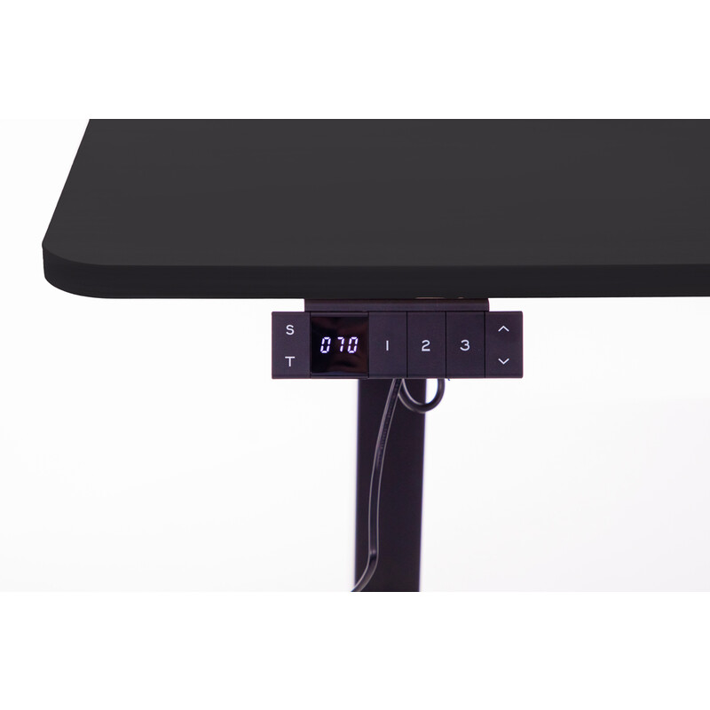 Állítható magasságú sarok íróasztal UNIZDRAV 160×110 cm, fekete – bal oldali kivitel