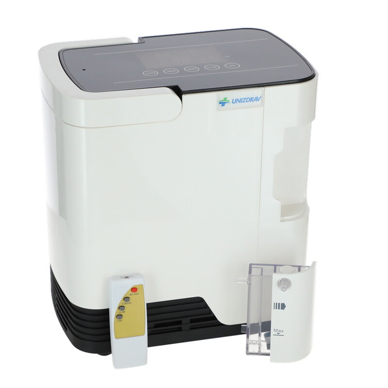 Oxigénkoncentrátor hangkimenettel UNIZDRAV, 7 l/perc, fehér (Használt darab)