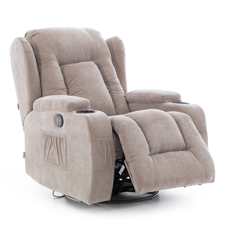 Relaxációs állítható fotel, sötétbézs szövet (Kibontott darab)