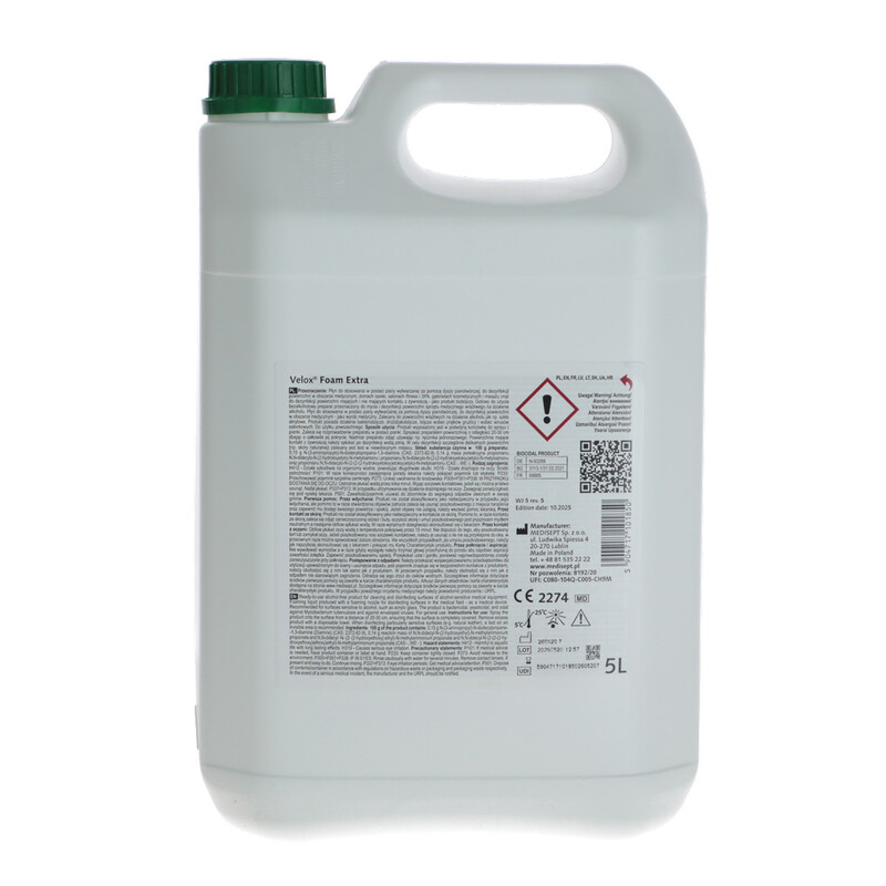 Professzionális fertőtlenítő hab Velox Foam Extra, 5 l